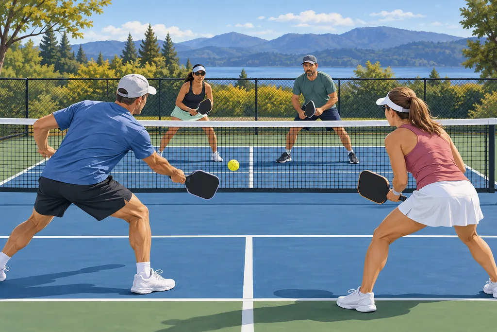 Illustration de l'article « Jouer en double au pickleball : les règles à connaître avant la tactique »